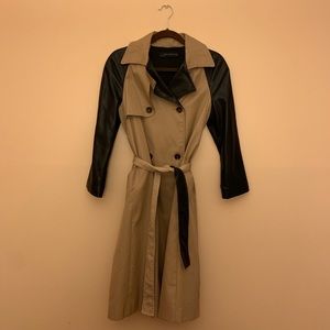 Vegan Leather Contrast Trench by Zara Woman